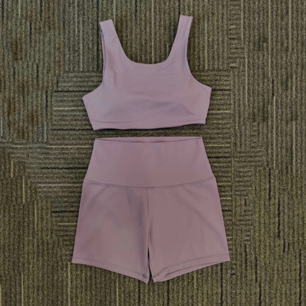 Lavender Workout Shorts & Sports Bra Set